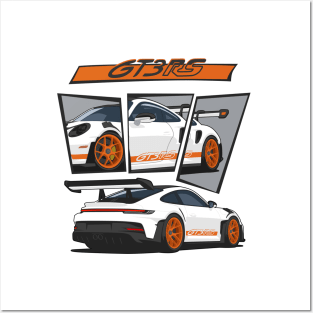 car 911 gt3 rs racing edition detail white orange Posters and Art